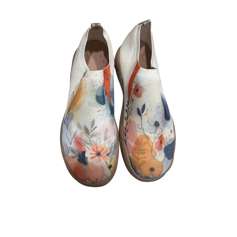 Unisex Walking Shoes Slip On knitted Casual Loafers(flower fields )133preowned n